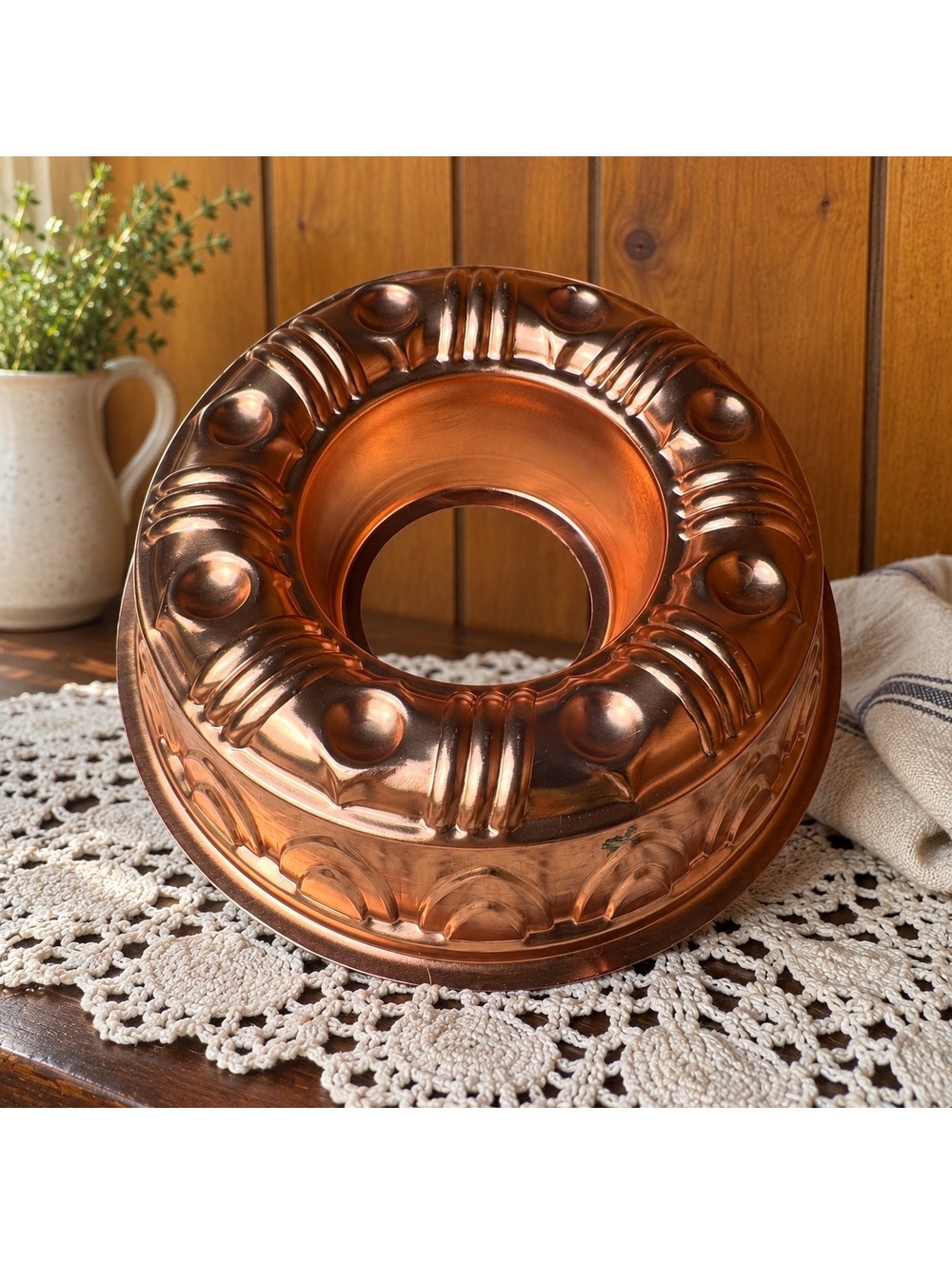 Vintage Copper Tone Jello Mold Ring Kitchen Wall Decor 8 Inch